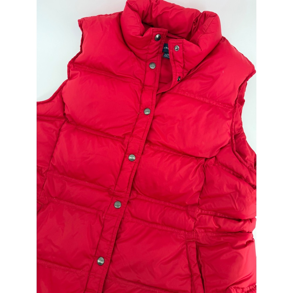 Lands End Puffer Vest Womens 1X 16W-18W Red Down Insulated Quilted Snap Front